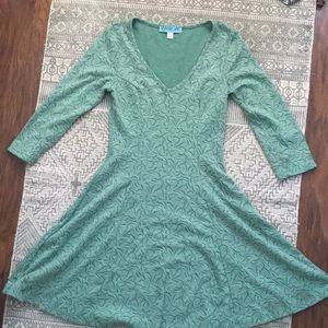 MINT FLORAL STRETCHY SKATER STYLE DRESS